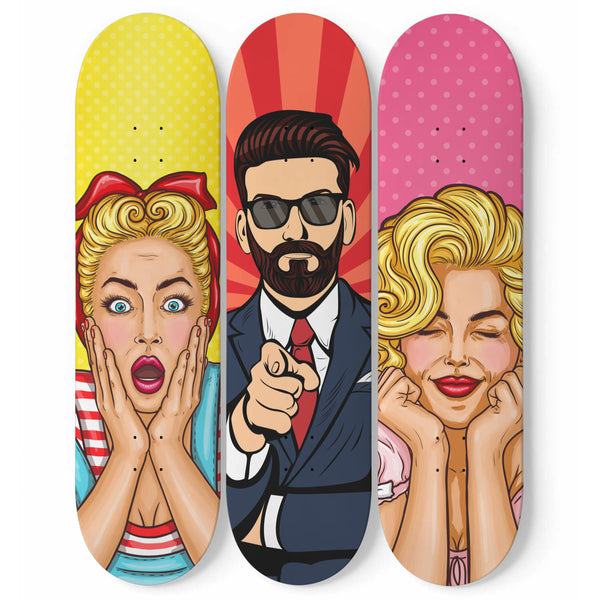 COLORFUL PEOPLE WALL SKATEBOARDS ART